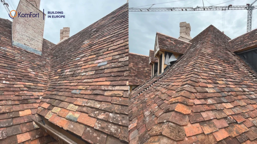 Installation d'un toit en tuiles de Bourgogne